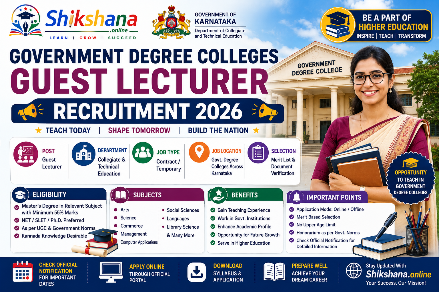 Guest Lecturer Recruitment 2026 for Government Degree Colleges – Complete Notification, Eligibility, Selection Process & Application Guide