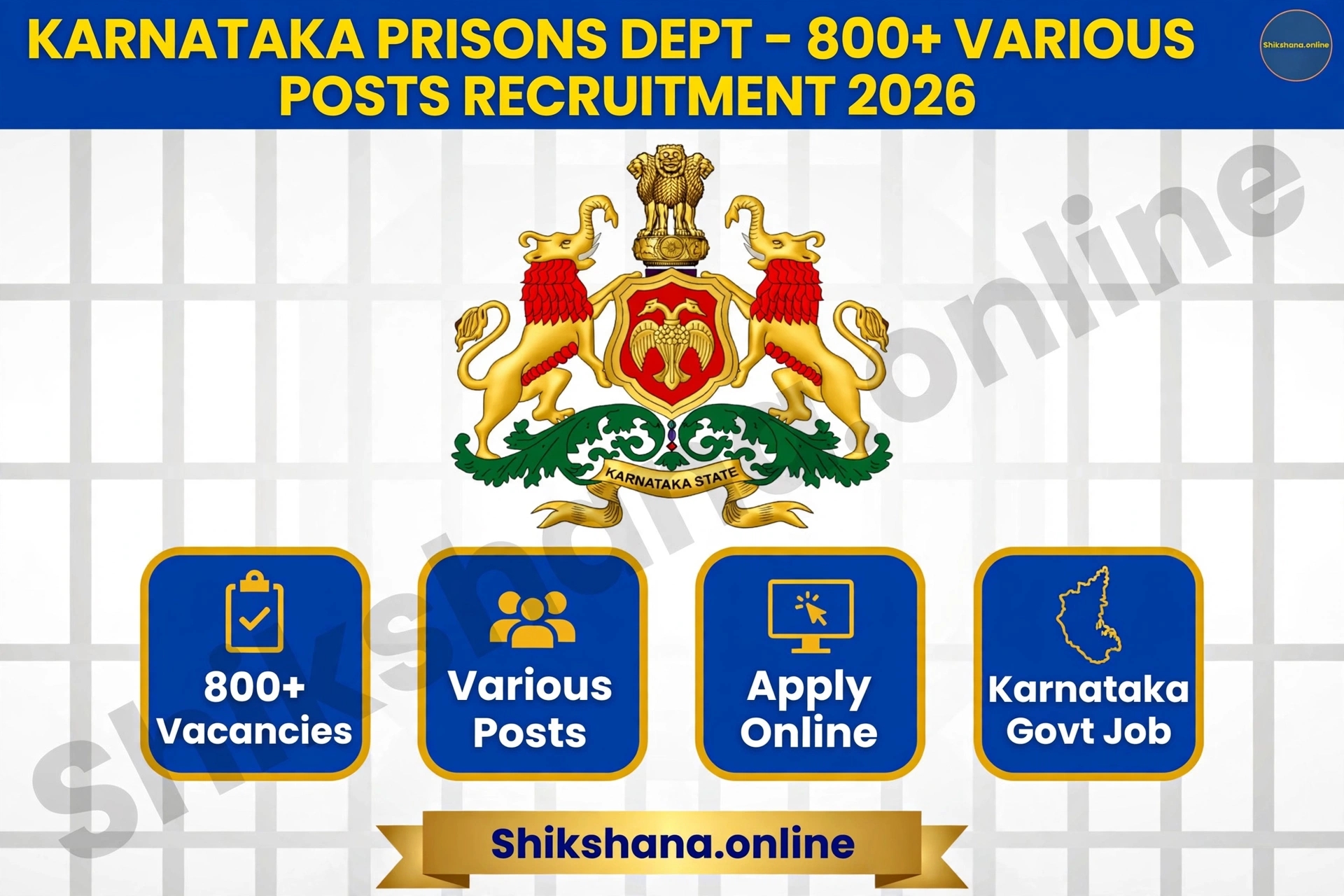 Karnataka Prisons Department Recruitment 2026: 869 Vacancies – Apply Online